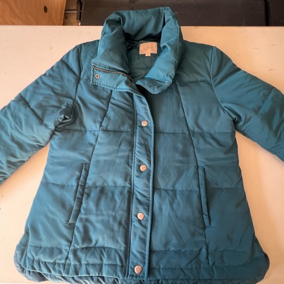 LOFT LADIES QUILTED PUFFER JACKET SIZE SMALL DARK TEAL COLOR. LIKE BRAND NEW. - Picture 11 of 12